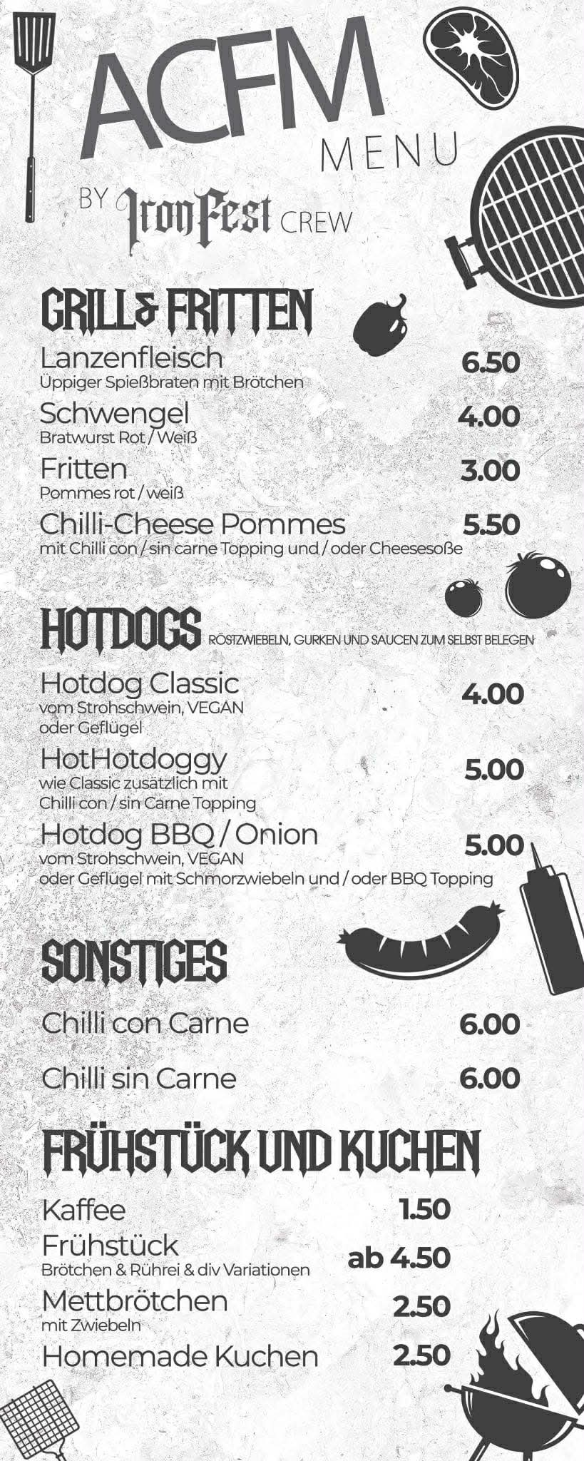 Unsere Menükarte mit allen Speisen un den Preisen